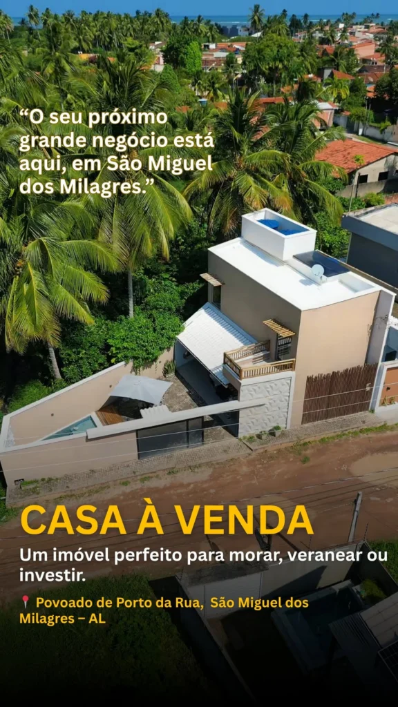 Casa à Venda em São Miguel dos Milagres (Porto da Rua) - Rota Ecológica de